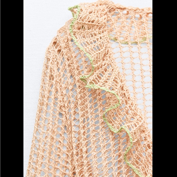 RUFFLED CROCHET KNIT CARDIGAN - Picture 8 of 13